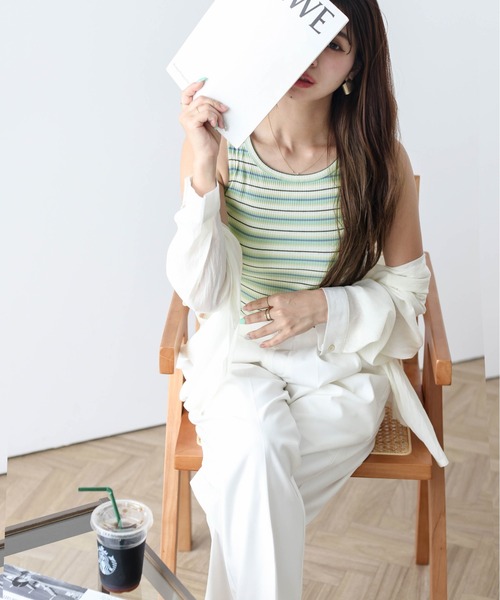 AMELY（エミリー）の「2wayリブタンクトップス（タンクトップ・レディース・ブラウン系その他/グリーン系その他/ブルー系その他/イエロー系その他・フリー）」の14枚目の写真