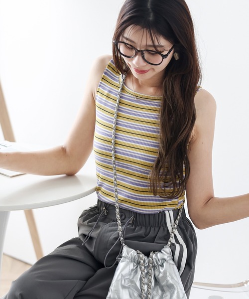 AMELY（エミリー）の「2wayリブタンクトップス（タンクトップ・レディース・ブラウン系その他/グリーン系その他/ブルー系その他/イエロー系その他・フリー）」の9枚目の写真