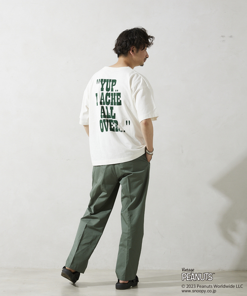 PEANUTS（ピーナッツ）の「【PEANUTS × SPORTS WEAR by relume】別注 プリントTシャツ（Tシャツ/カットソー・メンズ・ブラック系その他/アイボリー/モスグリーン/バーガンディー・MEDIUM/LARGE/X-LARGE）」の5枚目の写真