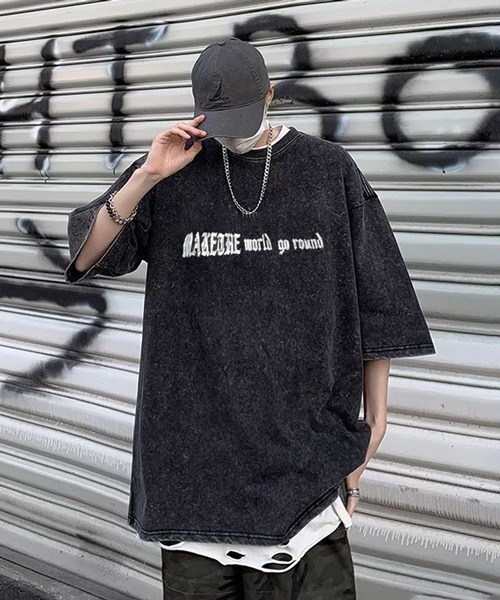 セール】【NOWLE】ユーズド加工 プリント スミクロ 半袖 ティシャツ（T