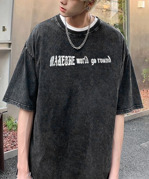 NOWLE(ノウル)の「【NOWLE】ユーズド加工 プリント スミクロ 半袖 ティシャツ(Tシャツ/カットソー・メンズ・ブラック/ブラック系1・MEDIUM/LARGE/X-LARGE)」の3枚目の写真