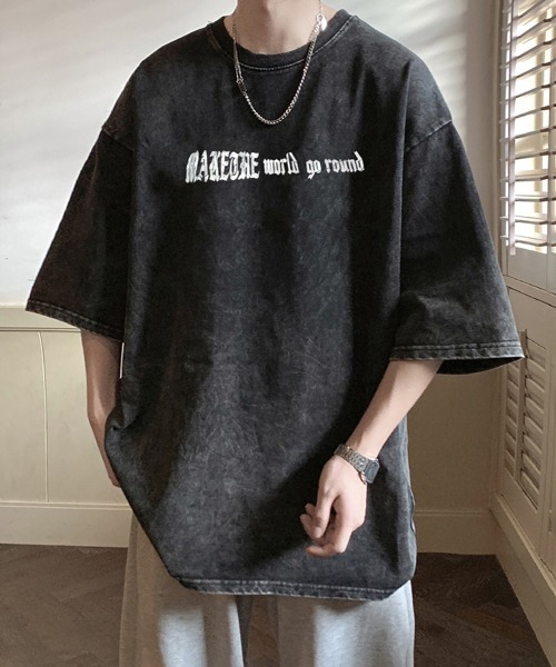 セール】【NOWLE】ユーズド加工 プリント スミクロ 半袖 ティシャツ（T