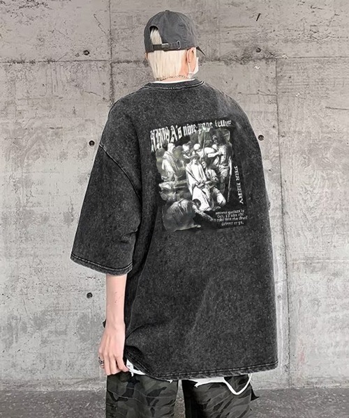 NOWLE(ノウル)の「【NOWLE】ユーズド加工 プリント スミクロ 半袖 ティシャツ(Tシャツ/カットソー・メンズ・ブラック/ブラック系1・MEDIUM/LARGE/X-LARGE)」の4枚目の写真