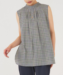 qualite | スタンド2wayチュニックチェックブラウス(タンクトップ)