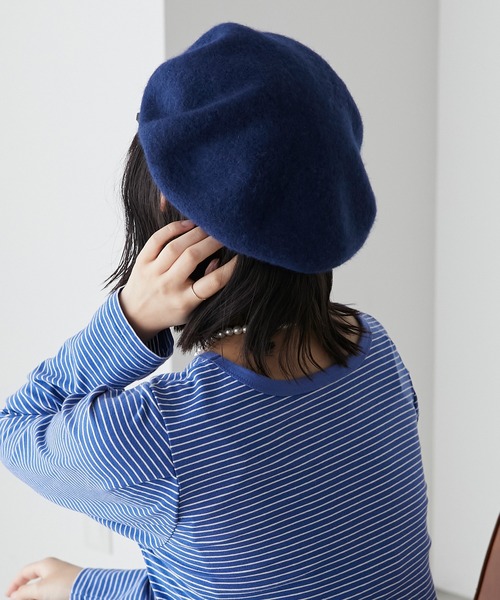 BONLECILL(ボンルシール)の「バスクベレー帽(ハンチング/ベレー帽・レディース・ワイン/キャメル/ブラック/ネイビー/アイボリー/グレー・FREE)」の4枚目の写真