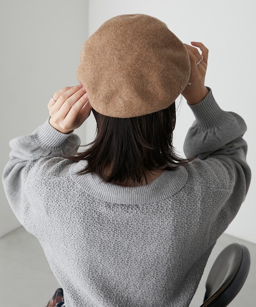 BONLECILL(ボンルシール)の「バスクベレー帽(ハンチング/ベレー帽・レディース・ワイン/キャメル/ブラック/ネイビー/アイボリー/グレー・FREE)」の5枚目の写真