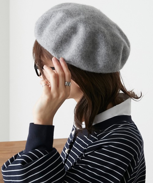 BONLECILL(ボンルシール)の「バスクベレー帽(ハンチング/ベレー帽・レディース・ワイン/キャメル/ブラック/ネイビー/アイボリー/グレー・FREE)」の3枚目の写真