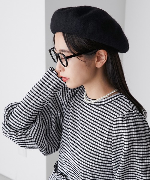 BONLECILL(ボンルシール)の「バスクベレー帽(ハンチング/ベレー帽・レディース・ワイン/キャメル/ブラック/ネイビー/アイボリー/グレー・FREE)」の15枚目の写真