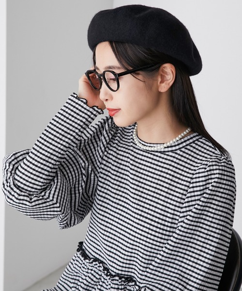 BONLECILL(ボンルシール)の「バスクベレー帽(ハンチング/ベレー帽・レディース・ワイン/キャメル/ブラック/ネイビー/アイボリー/グレー・FREE)」の16枚目の写真