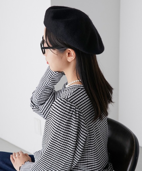 BONLECILL(ボンルシール)の「バスクベレー帽(ハンチング/ベレー帽・レディース・ワイン/キャメル/ブラック/ネイビー/アイボリー/グレー・FREE)」の17枚目の写真