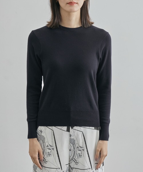 ROPE'（ロペ）の「【イタリア製】ソフトコットンクルーネックニットソー（ニット/セーター・レディース・ブラック/ネイビー/キナリ・FREE）」の16枚目の写真