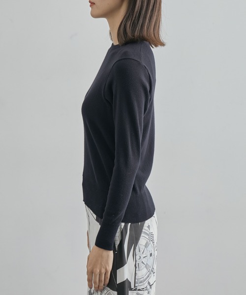 ROPE'（ロペ）の「【イタリア製】ソフトコットンクルーネックニットソー（ニット/セーター・レディース・ブラック/ネイビー/キナリ・FREE）」の15枚目の写真