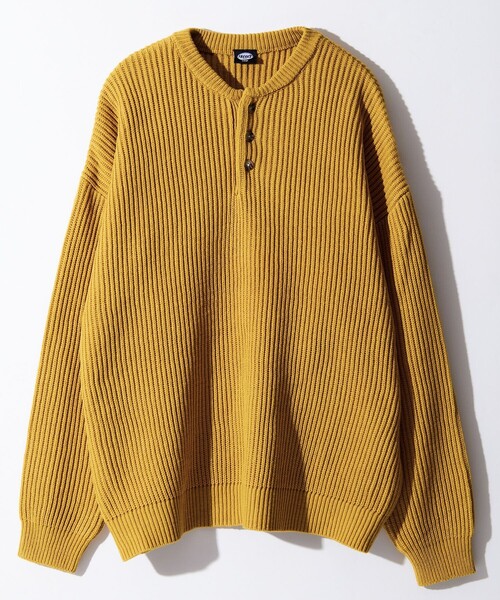 【美品】steven alan ルーズフィット ヘンリーネック ニットT カーキ 価格ファッション - steven alan ルーズフィット ヘンリーネック