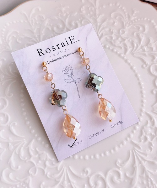 tone(トーン)の「【RosraiE】クローバードロップガラス ピアス(MA)(ピアス(両耳用)・レディース・ゴールド・FREE)」の2枚目の写真