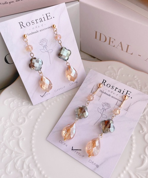 tone(トーン)の「【RosraiE】クローバードロップガラス ピアス(MA)(ピアス(両耳用)・レディース・ゴールド・FREE)」の6枚目の写真