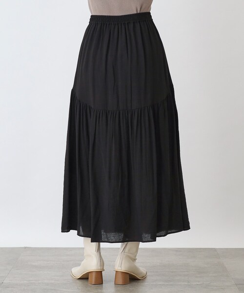 THE SHOP TK （ザ ショップ ティーケー ）の「◆ラウンドギャザースカート【洗濯機洗い可】（スカート・レディース・ブラック/アイボリー・13/12）」の5枚目の写真