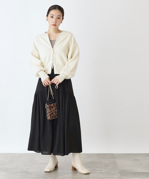 THE SHOP TK （ザ ショップ ティーケー ）の「◆ラウンドギャザースカート【洗濯機洗い可】（スカート・レディース・ブラック/アイボリー・13/12）」の9枚目の写真