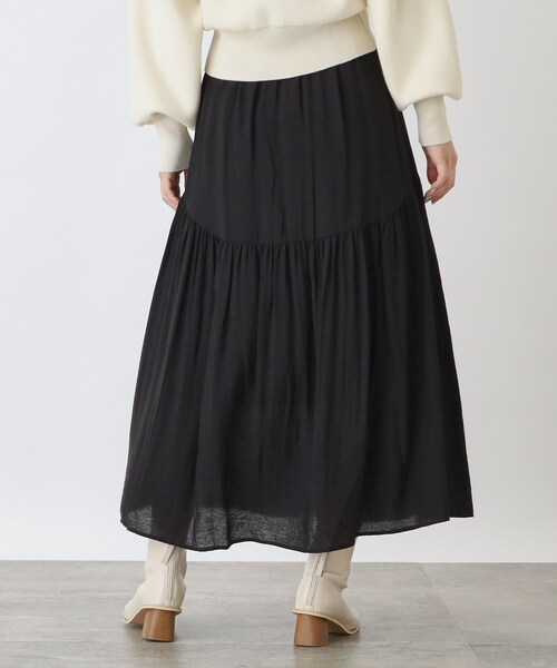 THE SHOP TK （ザ ショップ ティーケー ）の「◆ラウンドギャザースカート【洗濯機洗い可】（スカート・レディース・ブラック/アイボリー・13/12）」の12枚目の写真