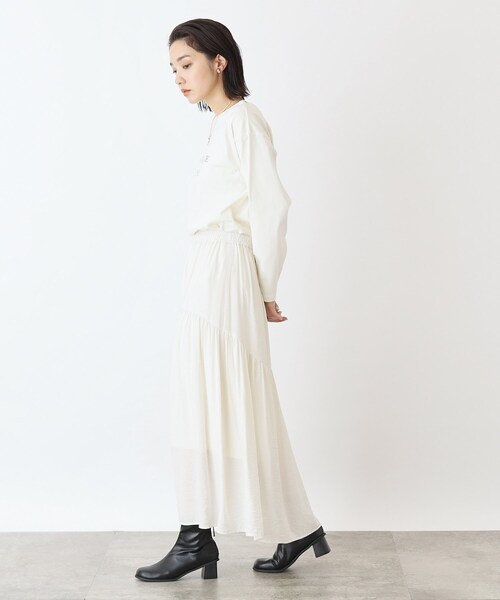 THE SHOP TK （ザ ショップ ティーケー ）の「◆ラウンドギャザースカート【洗濯機洗い可】（スカート・レディース・ブラック/アイボリー・13/12）」の16枚目の写真