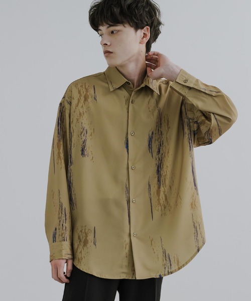 Rocky Monroe(ロッキーモンロー)の「オーバーサイズ総柄長袖シャツ(シャツ/ブラウス・メンズ・グレー/ホワイト×グレー/ブラック×ブルー/ブラック×グレー/パープル/ベージュ/ホワイト×ブルー・M/L)」の6枚目の写真