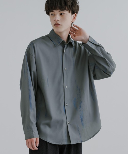 Rocky Monroe(ロッキーモンロー)の「オーバーサイズ総柄長袖シャツ(シャツ/ブラウス・メンズ・グレー/ホワイト×グレー/ブラック×ブルー/ブラック×グレー/パープル/ベージュ/ホワイト×ブルー・M/L)」の5枚目の写真