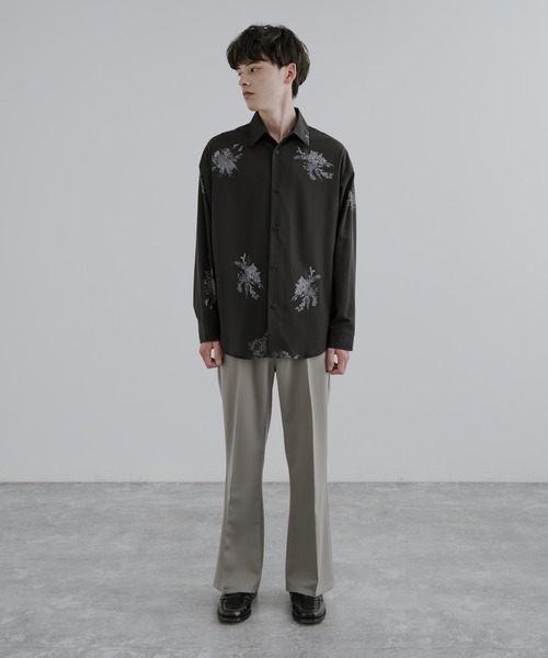Rocky Monroe(ロッキーモンロー)の「オーバーサイズ総柄長袖シャツ(シャツ/ブラウス・メンズ・グレー/ホワイト×グレー/ブラック×ブルー/ブラック×グレー/パープル/ベージュ/ホワイト×ブルー・M/L)」の20枚目の写真
