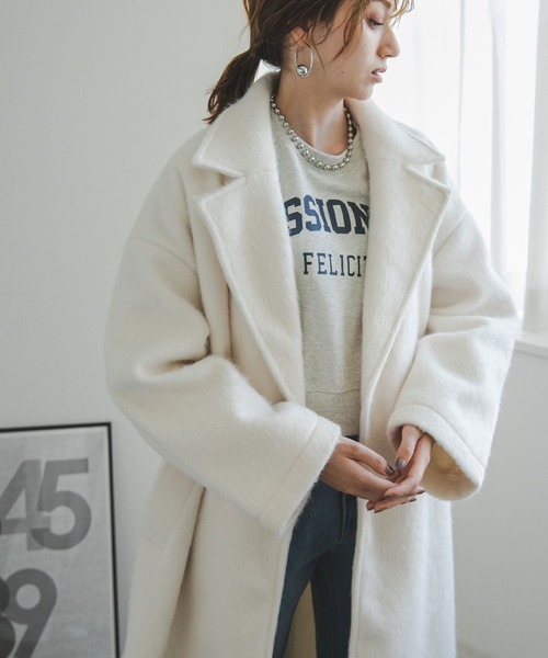 セール】シャギーロングテーラードコート（チェスターコート）｜bohmal