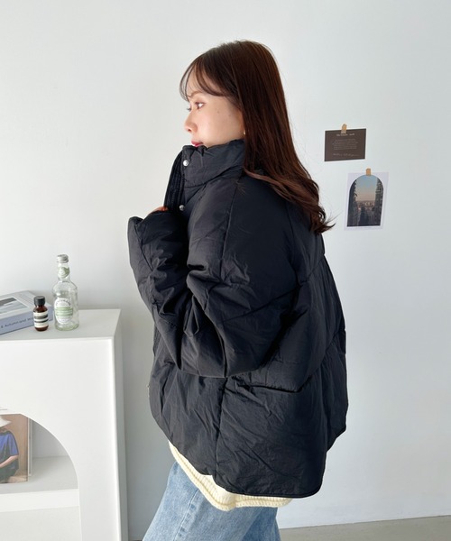 CLEA（クレア）の「パウダーマットパステルショート中綿ダウンジャケット（ダウンジャケット/コート・レディース・アイボリー/ライトブルー/ベージュ/ブラック・FREE）」の19枚目の写真