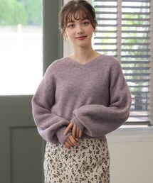 ラメモヘアクロップトニット