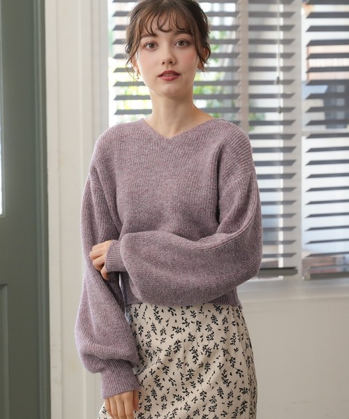 ASTORIA ODIER(アストリアオディール)の「ラメモヘアクロップトニット(ニット/セーター・レディース・アイボリー/パープル/ピンク/ベージュ・MEDIUM)」の11枚目の写真