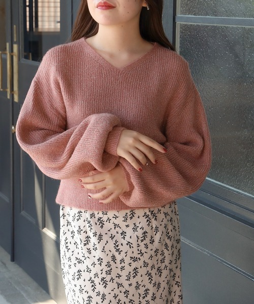 ASTORIA ODIER(アストリアオディール)の「ラメモヘアクロップトニット(ニット/セーター・レディース・アイボリー/パープル/ピンク/ベージュ・MEDIUM)」の18枚目の写真