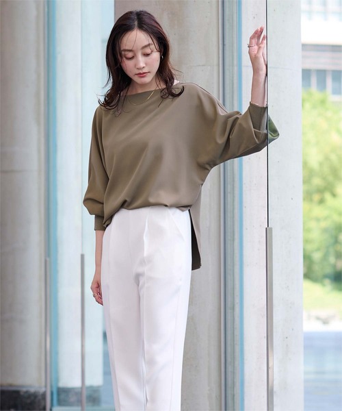 UR'S(ユアーズ)の「ボートネックドルマンスリーブプルオーバー(Tシャツ/カットソー・レディース・ホワイト/ネイビー/ベージュ/オリーブ/モカ・L/S/M)」の21枚目の写真