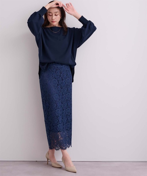 UR'S(ユアーズ)の「ボートネックドルマンスリーブプルオーバー(Tシャツ/カットソー・レディース・ホワイト/ネイビー/ベージュ/オリーブ/モカ・L/S/M)」の14枚目の写真