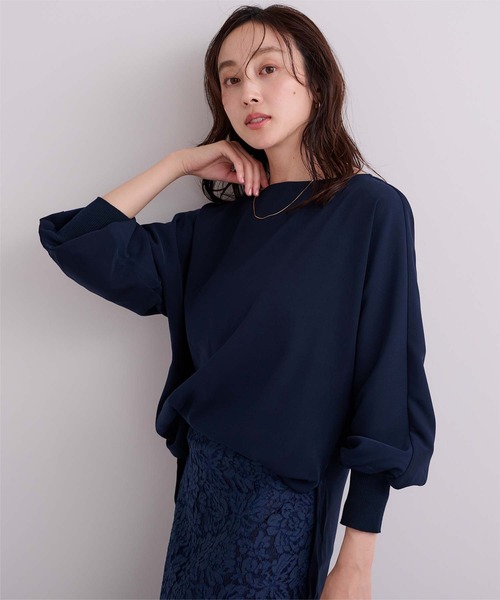 UR'S(ユアーズ)の「ボートネックドルマンスリーブプルオーバー(Tシャツ/カットソー・レディース・ホワイト/ネイビー/ベージュ/オリーブ/モカ・L/S/M)」の12枚目の写真