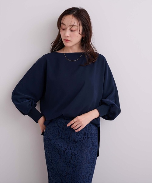 UR'S(ユアーズ)の「ボートネックドルマンスリーブプルオーバー(Tシャツ/カットソー・レディース・ホワイト/ネイビー/ベージュ/オリーブ/モカ・L/S/M)」の11枚目の写真