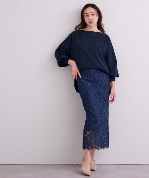 UR'S(ユアーズ)の「ボートネックドルマンスリーブプルオーバー(Tシャツ/カットソー・レディース・ホワイト/ネイビー/ベージュ/オリーブ/モカ・L/S/M)」の9枚目の写真