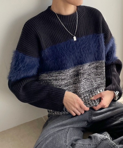 LOWRYS FARM（ローリーズファーム）の「イソザイドッキングＬＳ　970692（ニット/セーター・レディース・ホワイト/ネイビー/ブラック・FREE）」の9枚目の写真