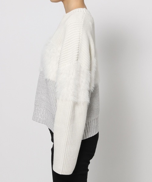 LOWRYS FARM（ローリーズファーム）の「イソザイドッキングＬＳ　970692（ニット/セーター・レディース・ホワイト/ネイビー/ブラック・FREE）」の12枚目の写真