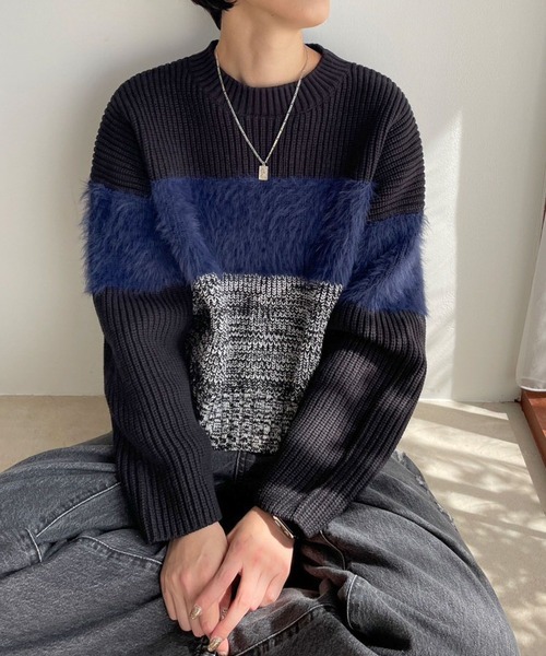 LOWRYS FARM（ローリーズファーム）の「イソザイドッキングＬＳ　970692（ニット/セーター・レディース・ホワイト/ネイビー/ブラック・FREE）」の8枚目の写真