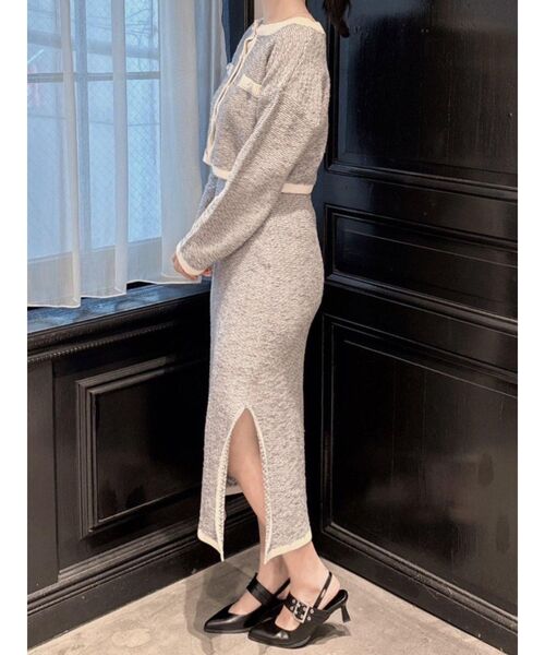 EATME（イートミー）の「バイカラーツイードライクニットカーディガン（セットアップ可能）（カーディガン/ボレロ・レディース・ブラック/ブルー/ベージュ・FREE）」の15枚目の写真