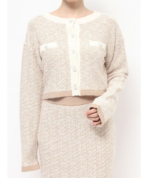 EATME（イートミー）の「バイカラーツイードライクニットカーディガン（セットアップ可能）（カーディガン/ボレロ・レディース・ブラック/ブルー/ベージュ・FREE）」の17枚目の写真