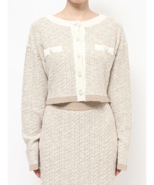 EATME（イートミー）の「バイカラーツイードライクニットカーディガン（セットアップ可能）（カーディガン/ボレロ・レディース・ブラック/ブルー/ベージュ・FREE）」の18枚目の写真