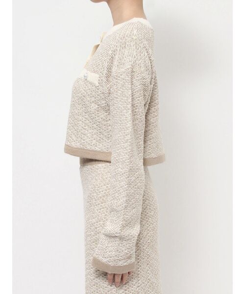 EATME（イートミー）の「バイカラーツイードライクニットカーディガン（セットアップ可能）（カーディガン/ボレロ・レディース・ブラック/ブルー/ベージュ・FREE）」の19枚目の写真