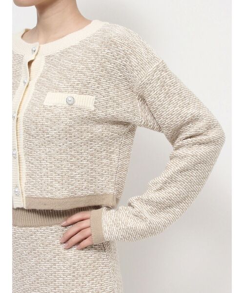 EATME（イートミー）の「バイカラーツイードライクニットカーディガン（セットアップ可能）（カーディガン/ボレロ・レディース・ブラック/ブルー/ベージュ・FREE）」の22枚目の写真