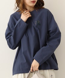 EMAGO 裾ギャザー花刺繍ブラウス