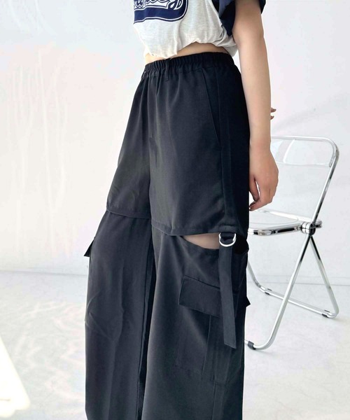 AS KNOW AS plus(アズノゥアズプラス)の「◎サイドオープンカーゴパンツ(カーゴパンツ・レディース・カーキ/ブラック/ピンク/グレー/グレー系/ブラック系/ライトグレー系・FREE)」の13枚目の写真