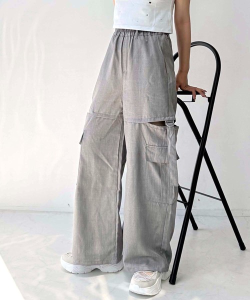 AS KNOW AS plus(アズノゥアズプラス)の「◎サイドオープンカーゴパンツ(カーゴパンツ・レディース・カーキ/ブラック/ピンク/グレー/グレー系/ブラック系/ライトグレー系・FREE)」の18枚目の写真