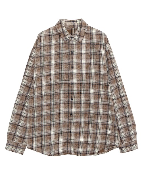 Figments（フィグメンツ）の「オーバーサイズブリーチチェックシャツ（シャツ/ブラウス・レディース・ネイビー/ベージュ・MEDIUM/SMALL）」の20枚目の写真