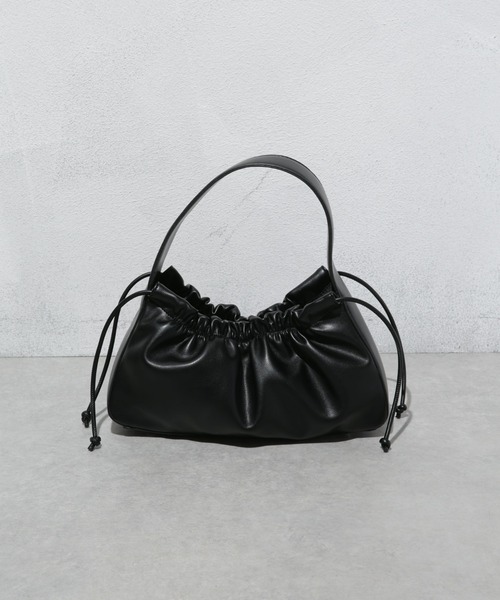 NANO universe(ナノユニバース)の「ギャザーハンドルバッグ(ハンドバッグ・レディース・ホワイト/ライトグリーン/ブラック・FREE)」の6枚目の写真