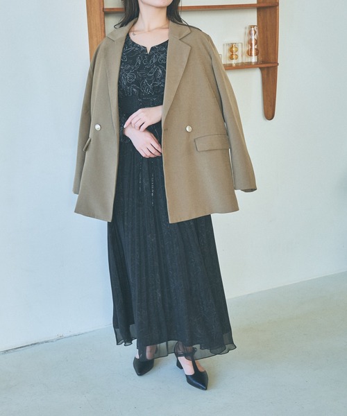 mysty woman(ミスティウーマン)の「シフォンドッキングワンピース 103976(ワンピース・レディース・ピンクベージュ/ブラック/ベージュ・FREE)」の14枚目の写真